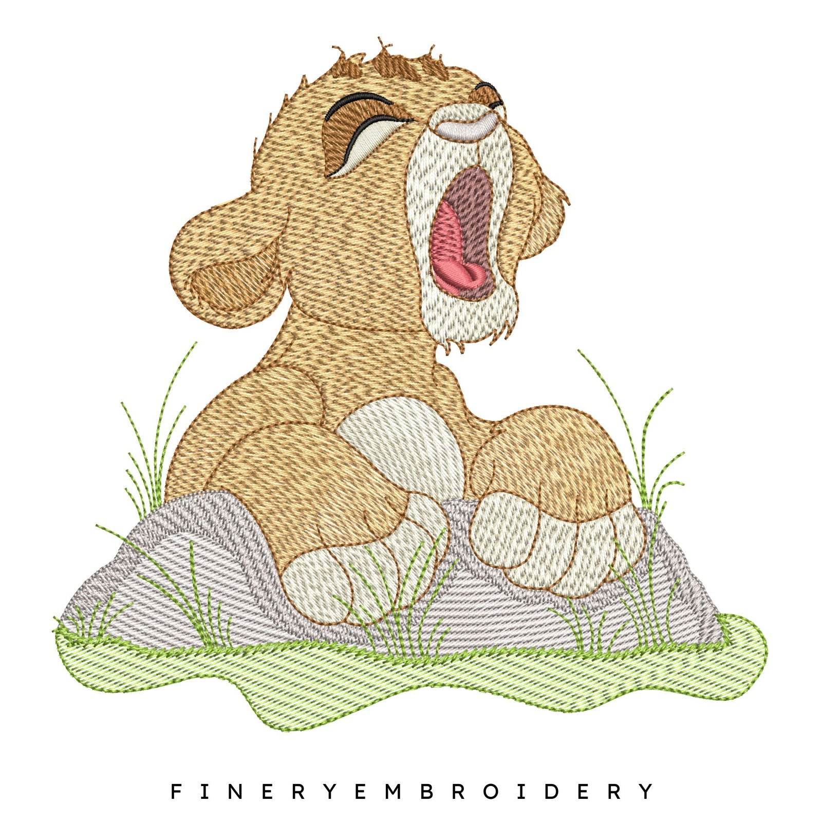 Charming Yawning Baby Lion Embroidery Design - Inspired by Disney's Lion King | 5 Sizes Available - FineryEmbroidery