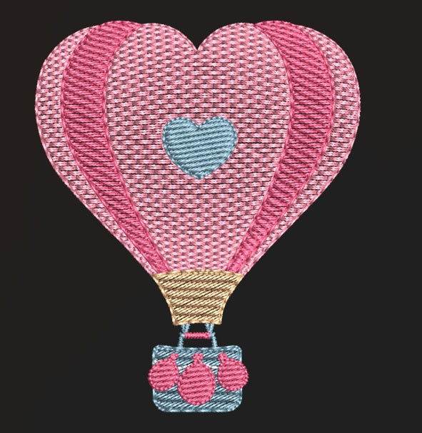 Charming pink hot air balloon – 7 Sizes - FineryEmbroidery