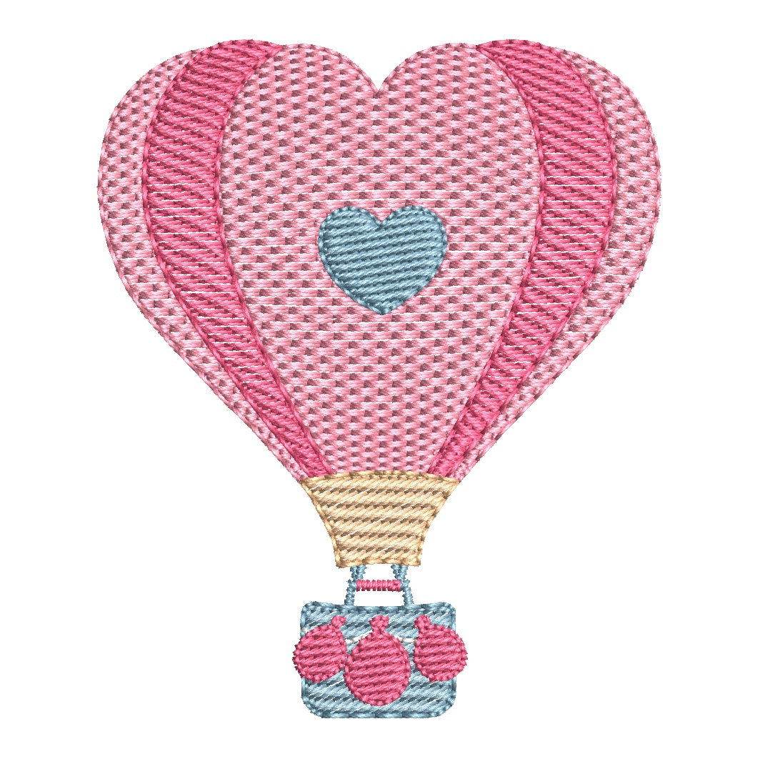 Charming pink hot air balloon – 7 Sizes - FineryEmbroidery