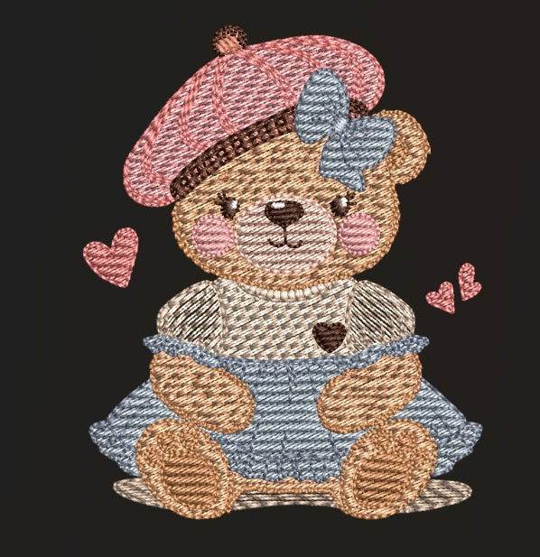 Charming teddy bear with a hat – 7 Sizes - FineryEmbroidery