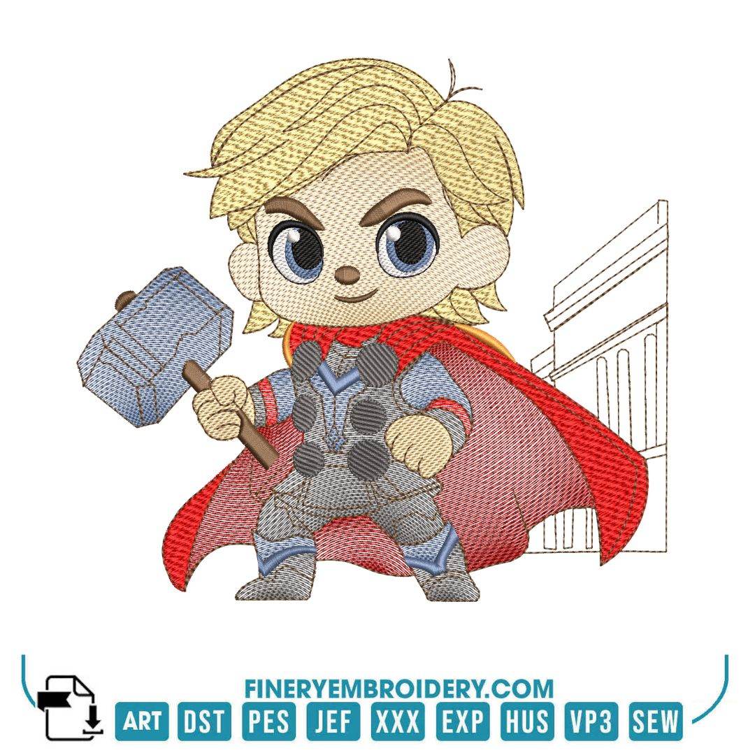 Chibi Superheroes Embroidery Design Set – 5 Heroes in 5 Sizes | FineryEmbroidery - FineryEmbroidery
