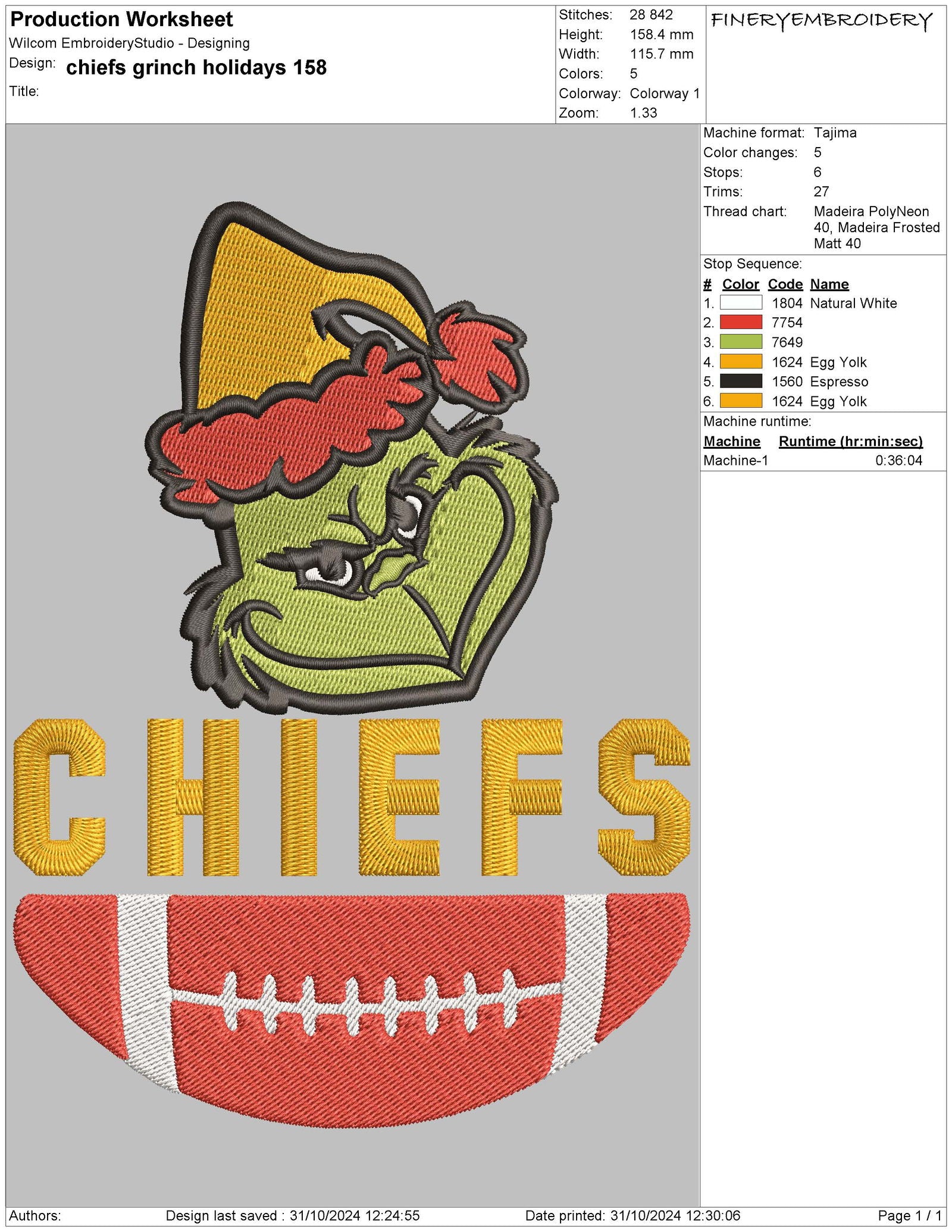 Chiefs Grinch Holiday Sweatshirt Embroidery Design - FineryEmbroidery