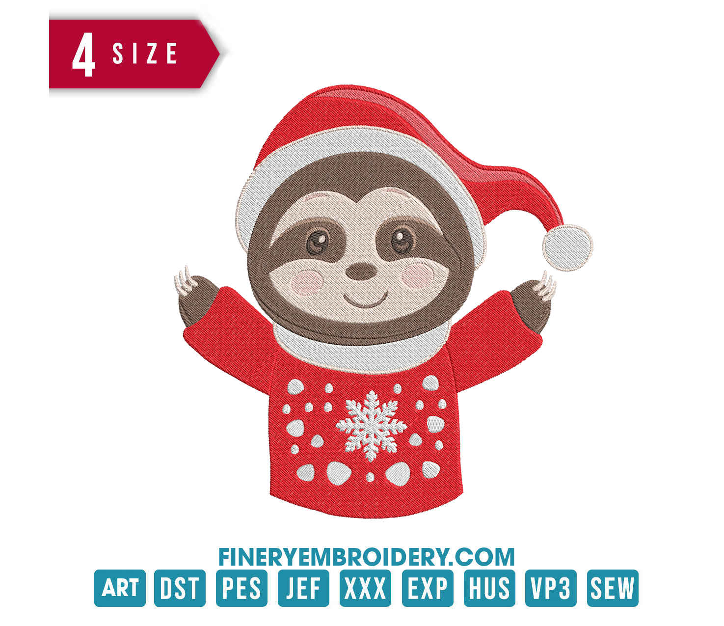 Christmas Sloth 2: Embroidery Design