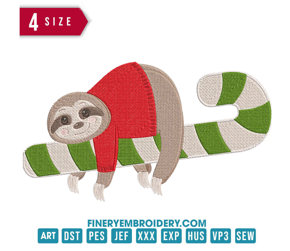 Christmas Sloth: Embroidery Design