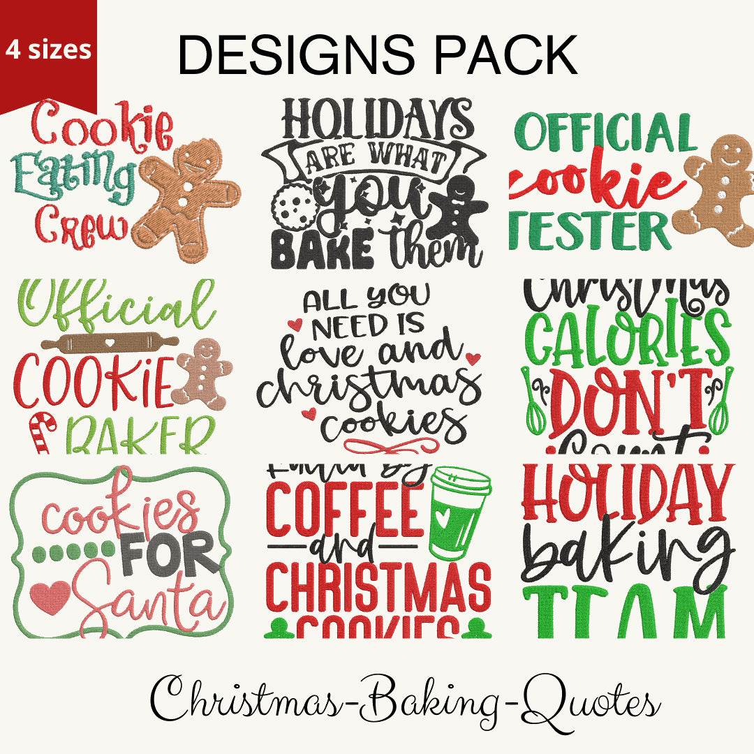 Christmas Baking Quotes - Designs pack : Embroidery Design - FineryEmbroidery