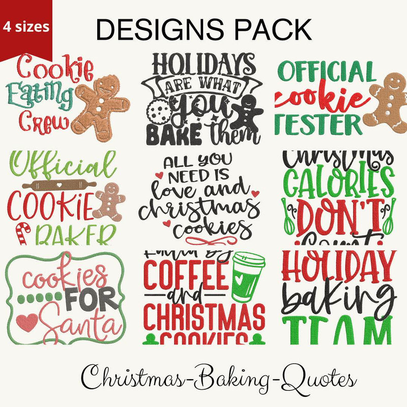 Christmas Baking Quotes - Designs pack : Embroidery Design - FineryEmbroidery