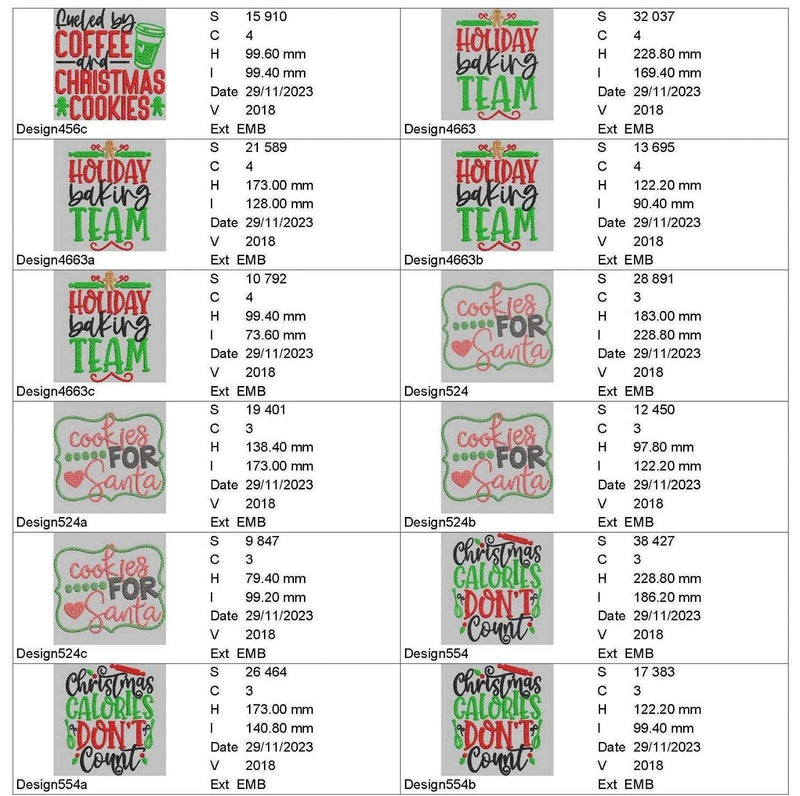 Christmas Baking Quotes - Designs pack : Embroidery Design - FineryEmbroidery