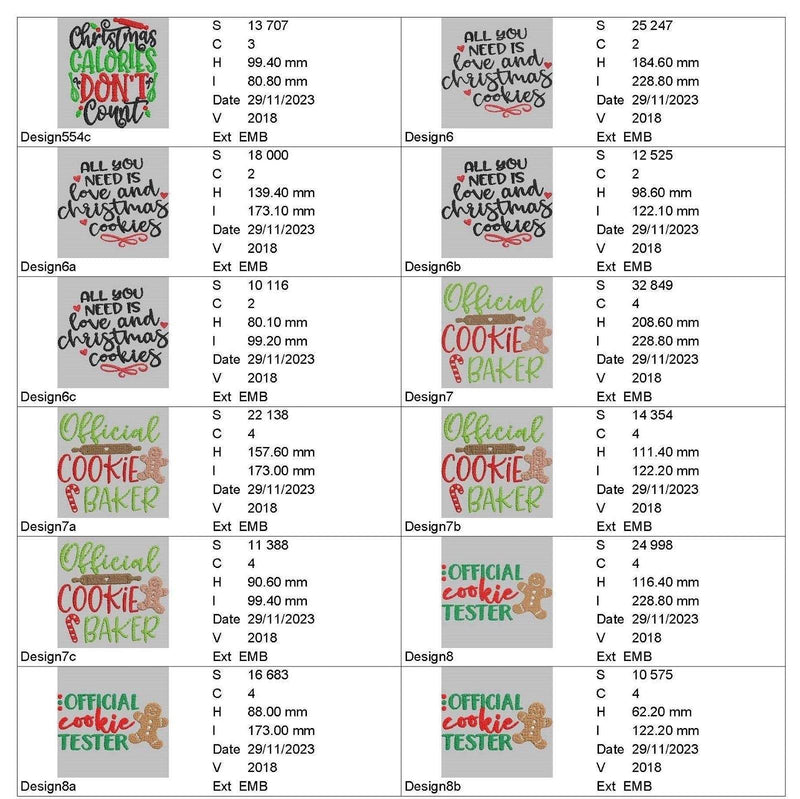 Christmas Baking Quotes - Designs pack : Embroidery Design - FineryEmbroidery