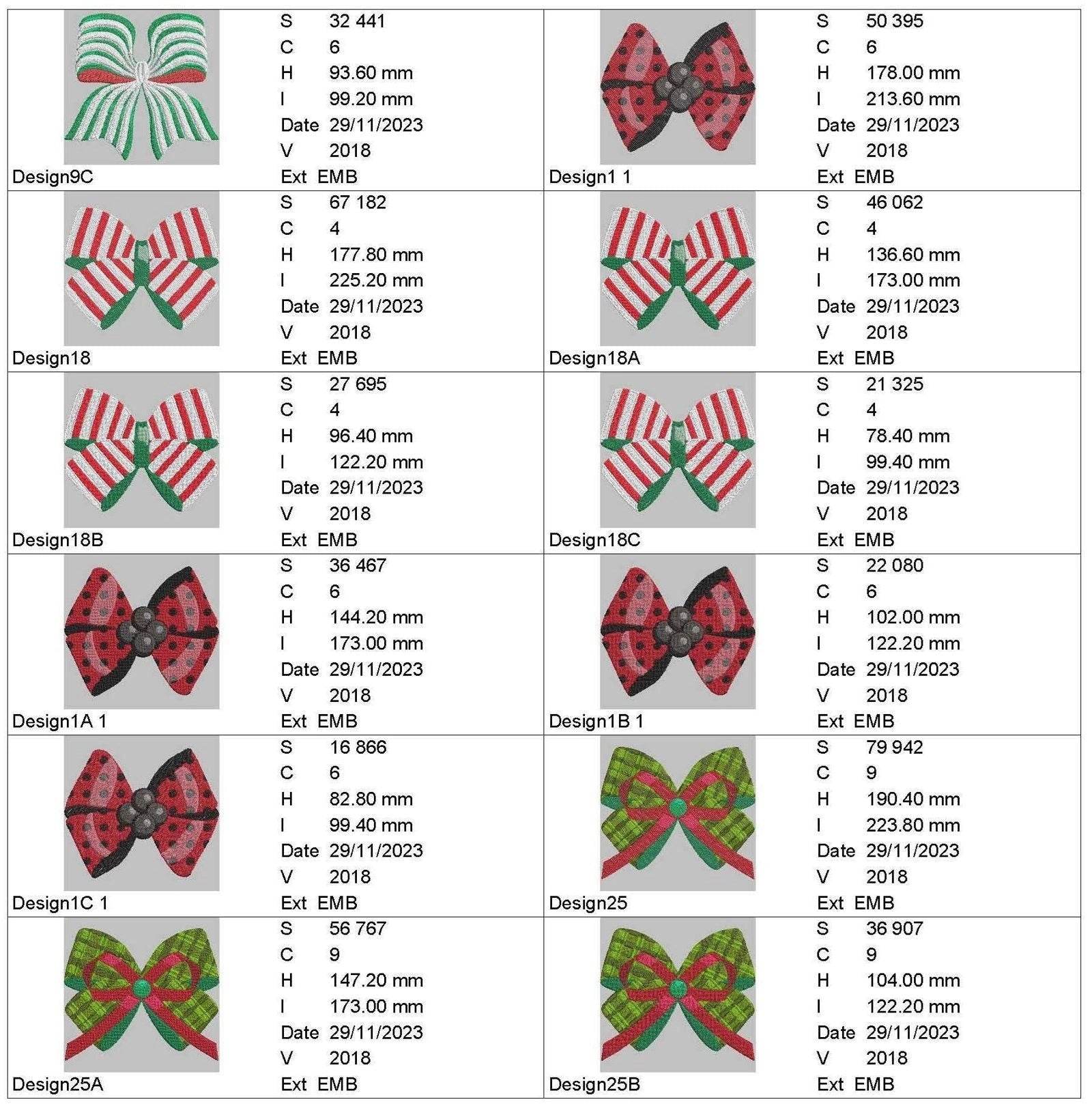 Christmas Bows : Design Pack - Embroidery Design - FineryEmbroidery