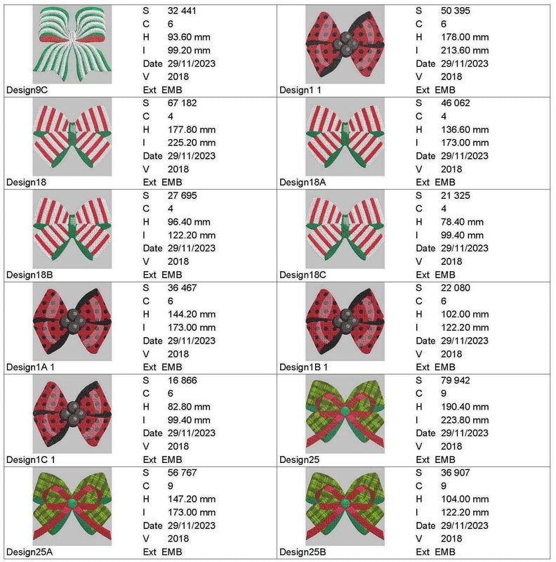 Christmas Bows : Design Pack - Embroidery Design - FineryEmbroidery