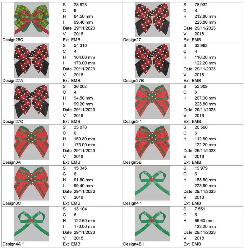 Christmas Bows : Design Pack - Embroidery Design - FineryEmbroidery