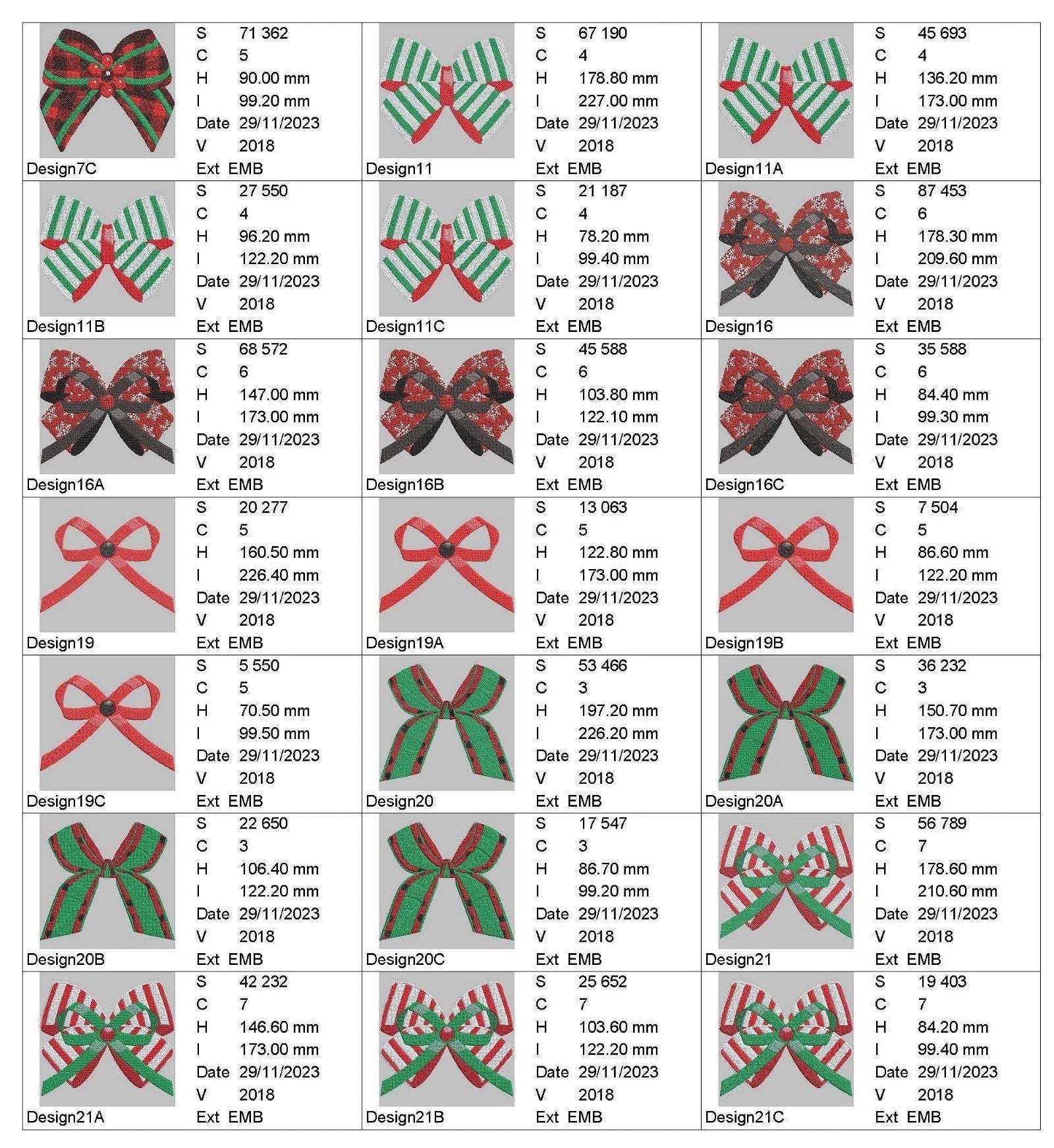 Christmas Bows Pack 2 : Design Pack - Embroidery Design - FineryEmbroidery