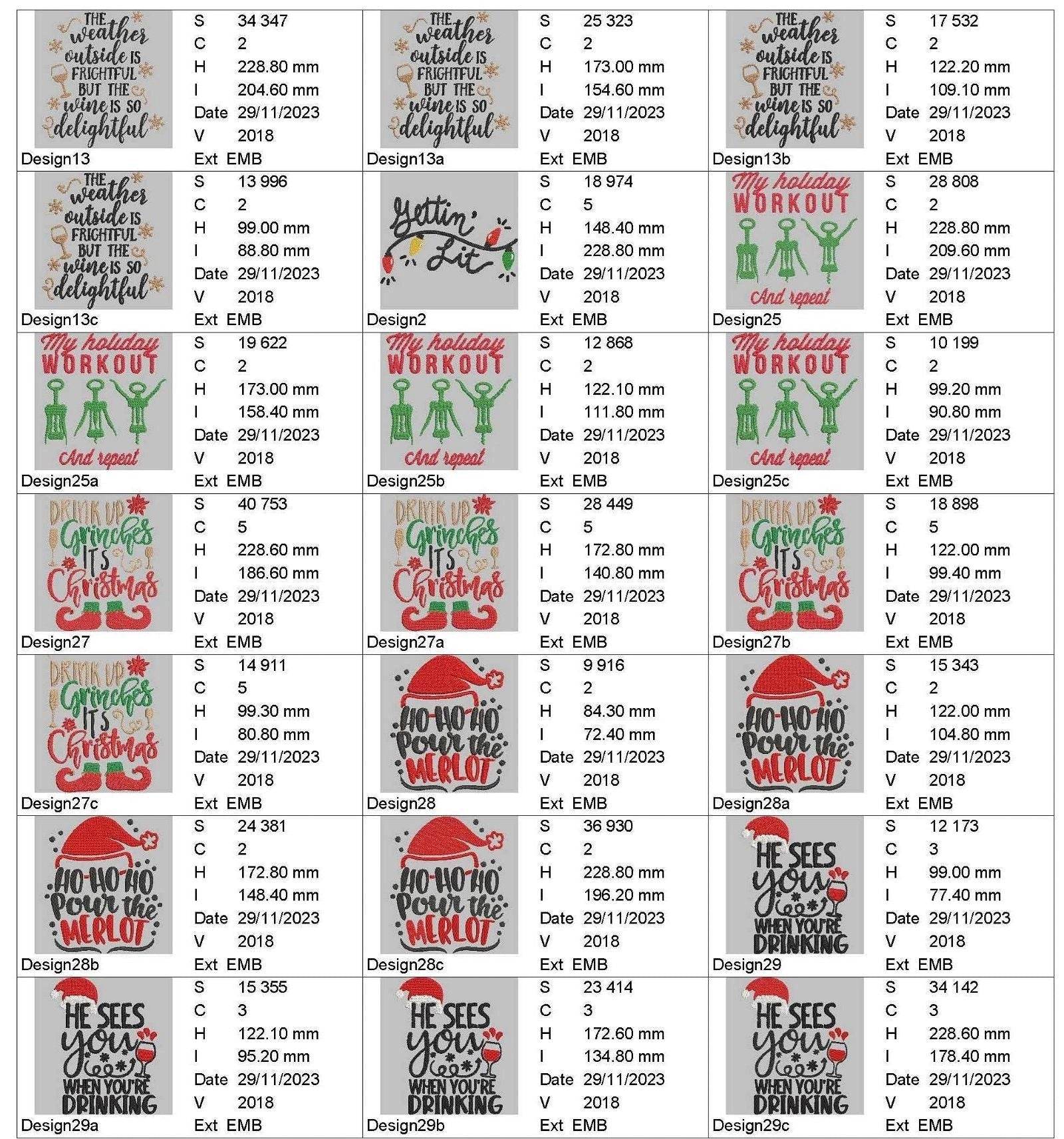 Christmas Drinking Quotes - Designs pack : Embroidery Design - FineryEmbroidery