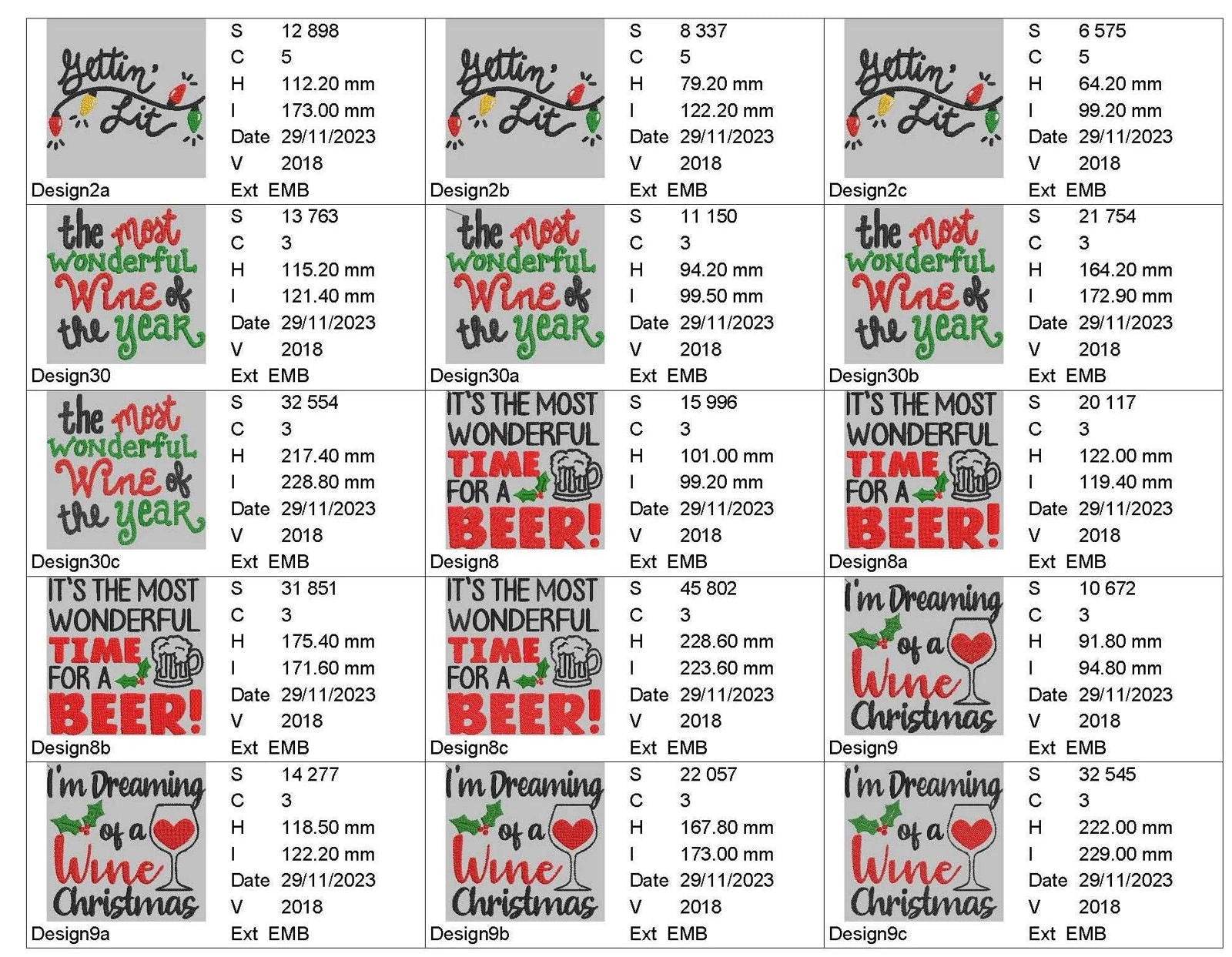 Christmas Drinking Quotes - Designs pack : Embroidery Design - FineryEmbroidery