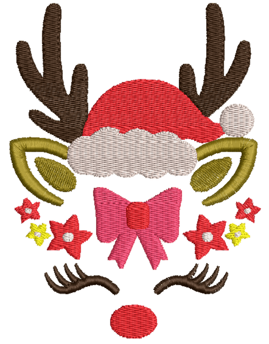 Christmas Girl Reindeer with Stars: Embroidery Design - FineryEmbroidery