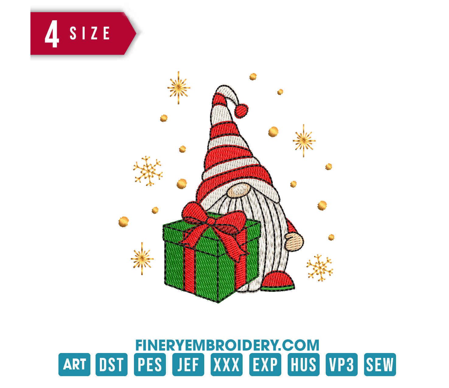 Christmas Gnome 4: Embroidery Design - FineryEmbroidery