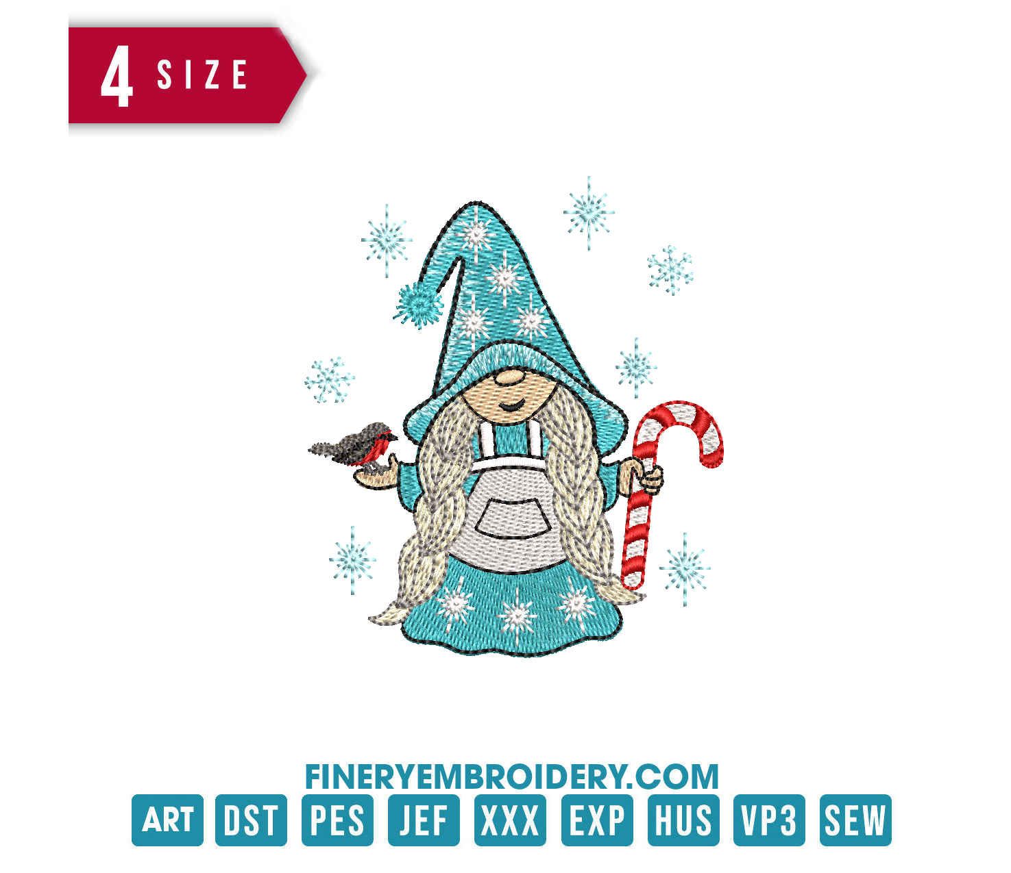 Christmas Gnome: Embroidery Design - FineryEmbroidery