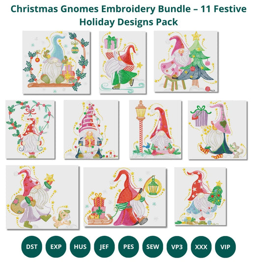 Christmas Gnomes Embroidery Bundle