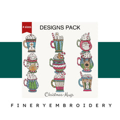 Christmas Mugs - Designs Pack : Embroidery Design - FineryEmbroidery