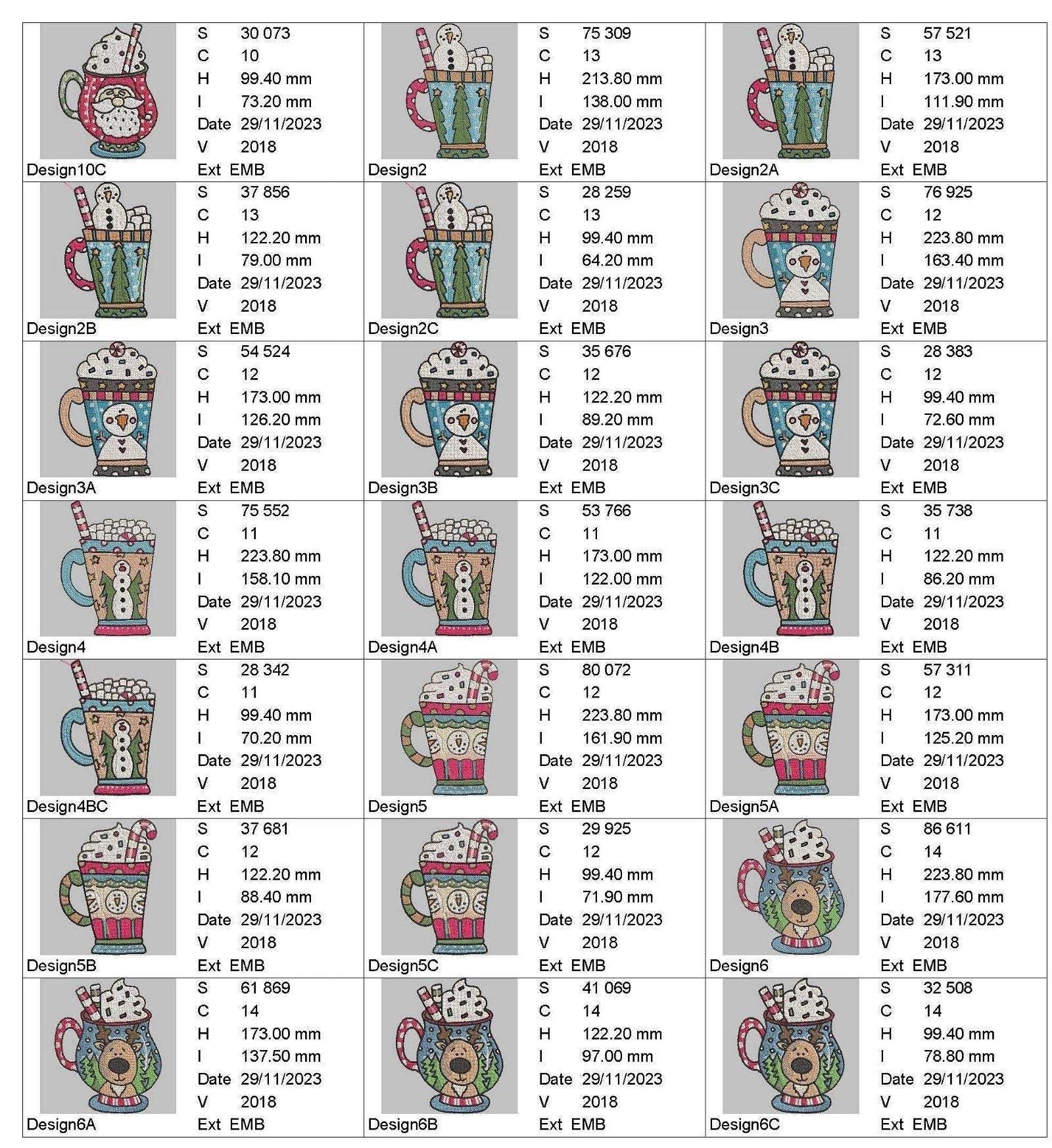 Christmas Mugs - Designs Pack : Embroidery Design - FineryEmbroidery