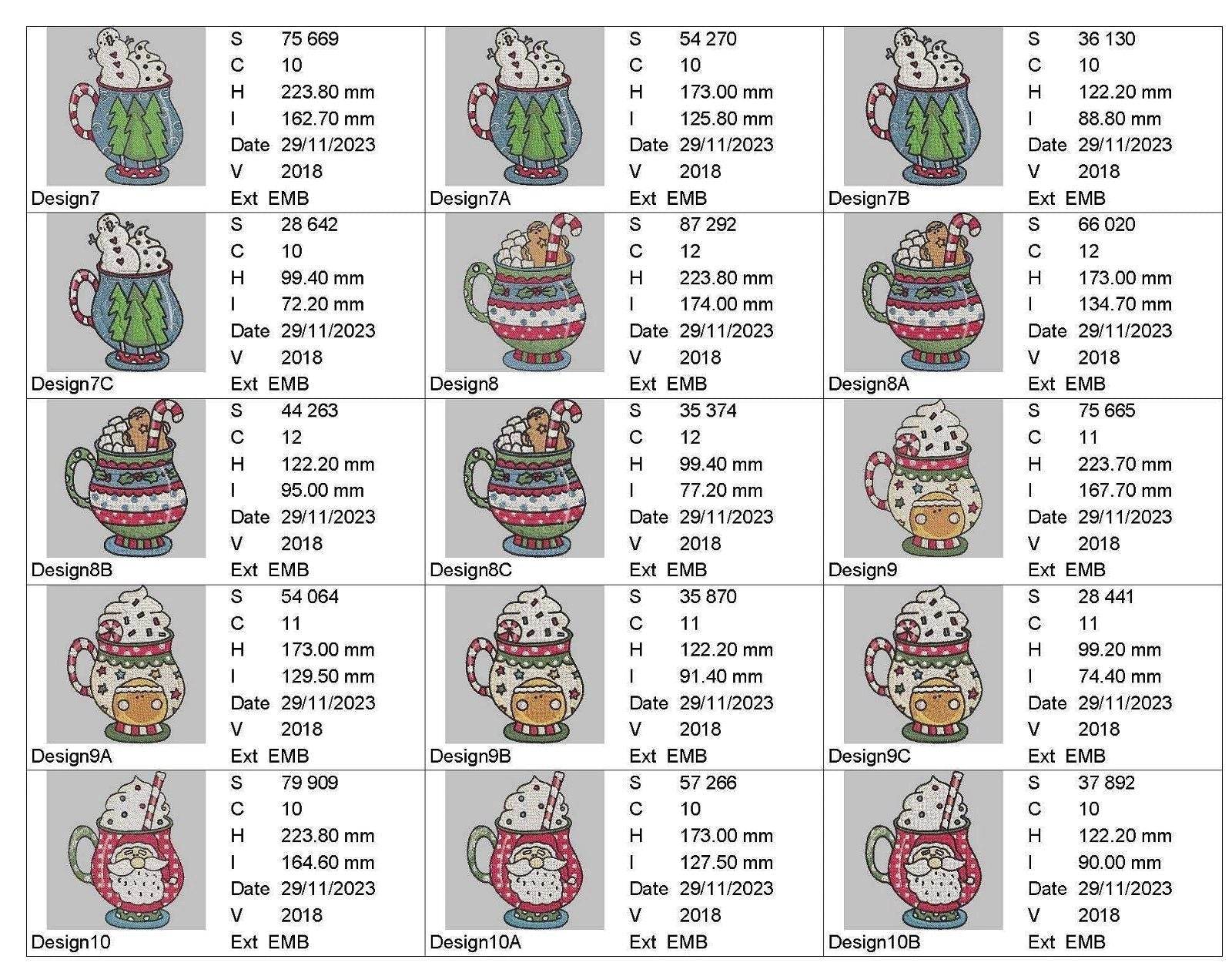 Christmas Mugs - Designs Pack : Embroidery Design - FineryEmbroidery