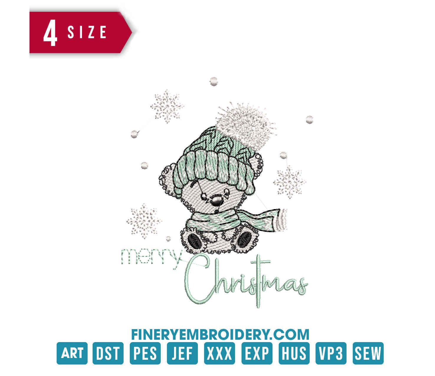 Christmas Northern Bear : Embroidery Design - FineryEmbroidery