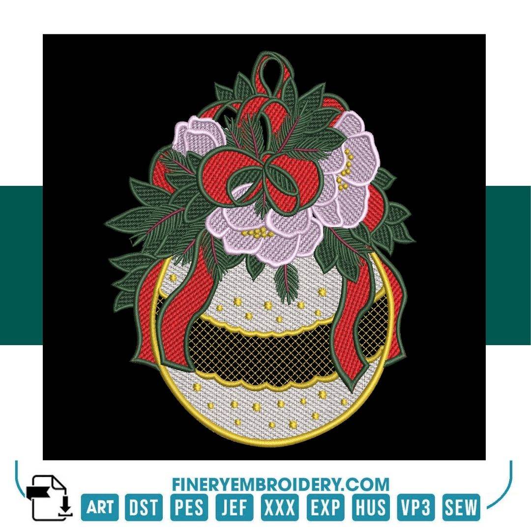 Christmas Ornament Embroidery Design Pack – 4 Elegant Patterns - FineryEmbroidery