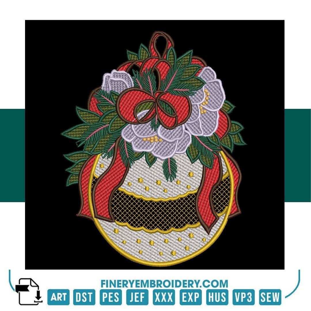 Christmas Ornament Embroidery Design Pack – 4 Elegant Patterns - FineryEmbroidery