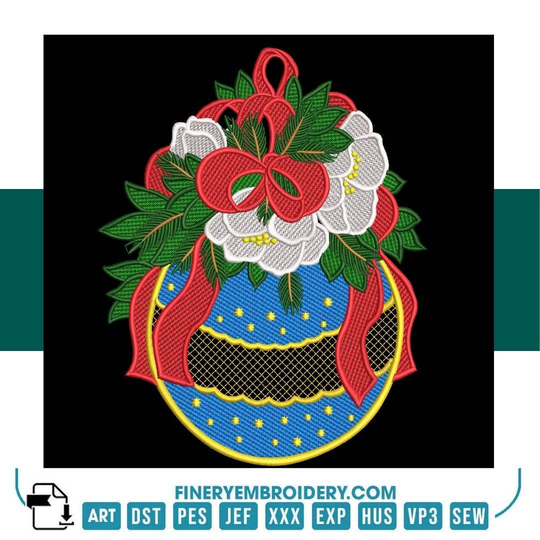 Christmas Ornament Embroidery Design Pack – 4 Elegant Patterns - FineryEmbroidery