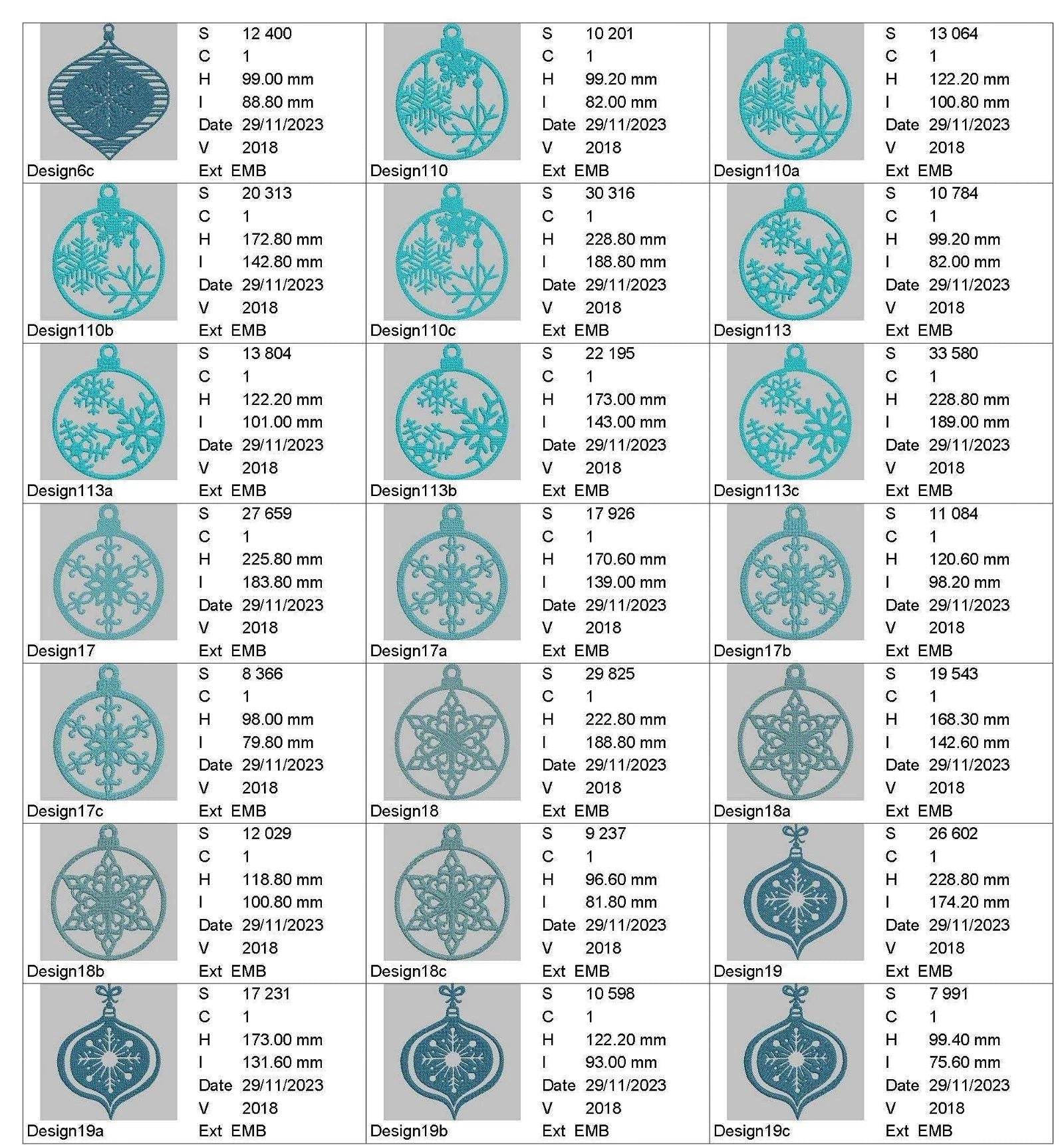 Christmas Ornaments - Designs Pack 2 : Embroidery Design - FineryEmbroidery