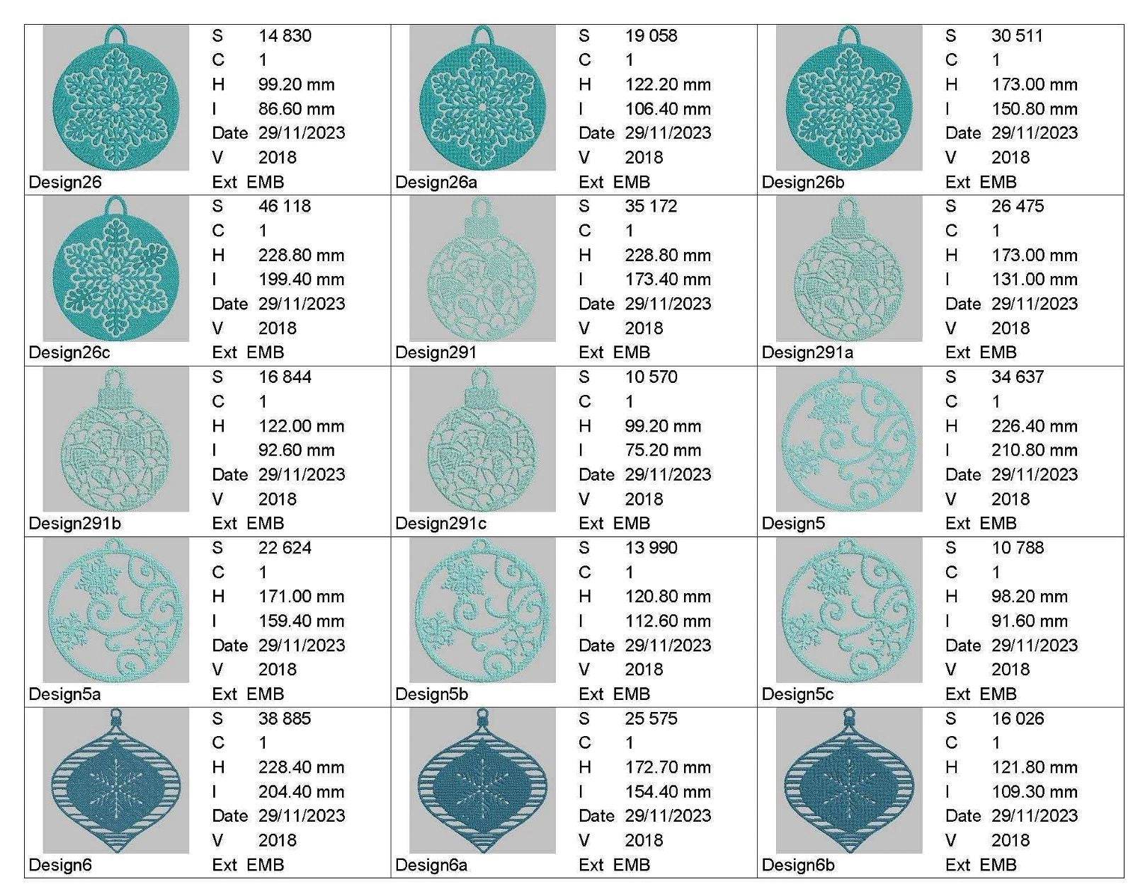 Christmas Ornaments - Designs Pack 2 : Embroidery Design - FineryEmbroidery