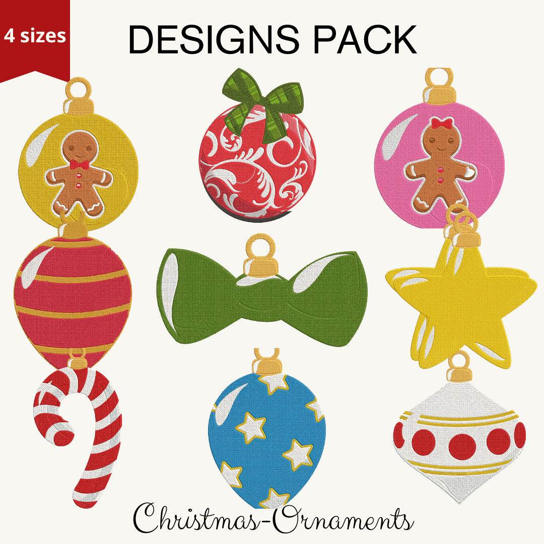 Christmas Ornaments - Designs Pack 3 : Embroidery Design - FineryEmbroidery
