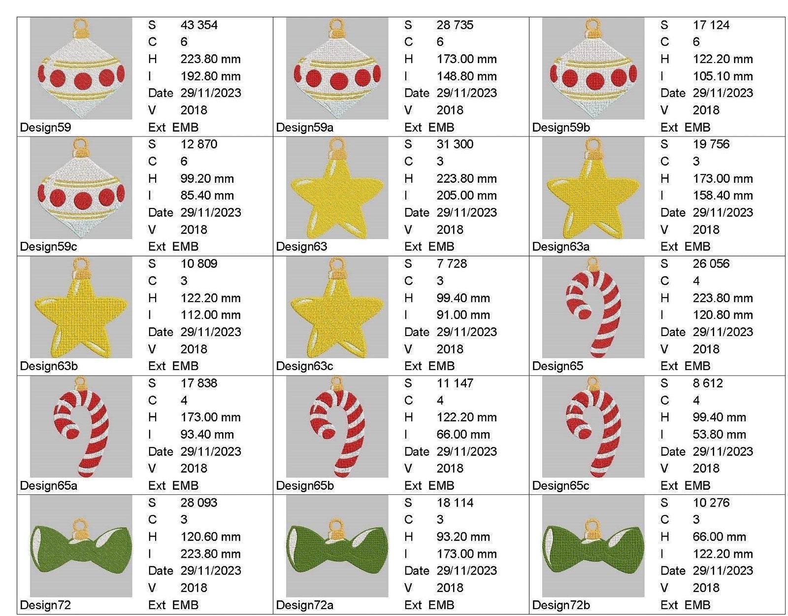 Christmas Ornaments - Designs Pack 3 : Embroidery Design - FineryEmbroidery