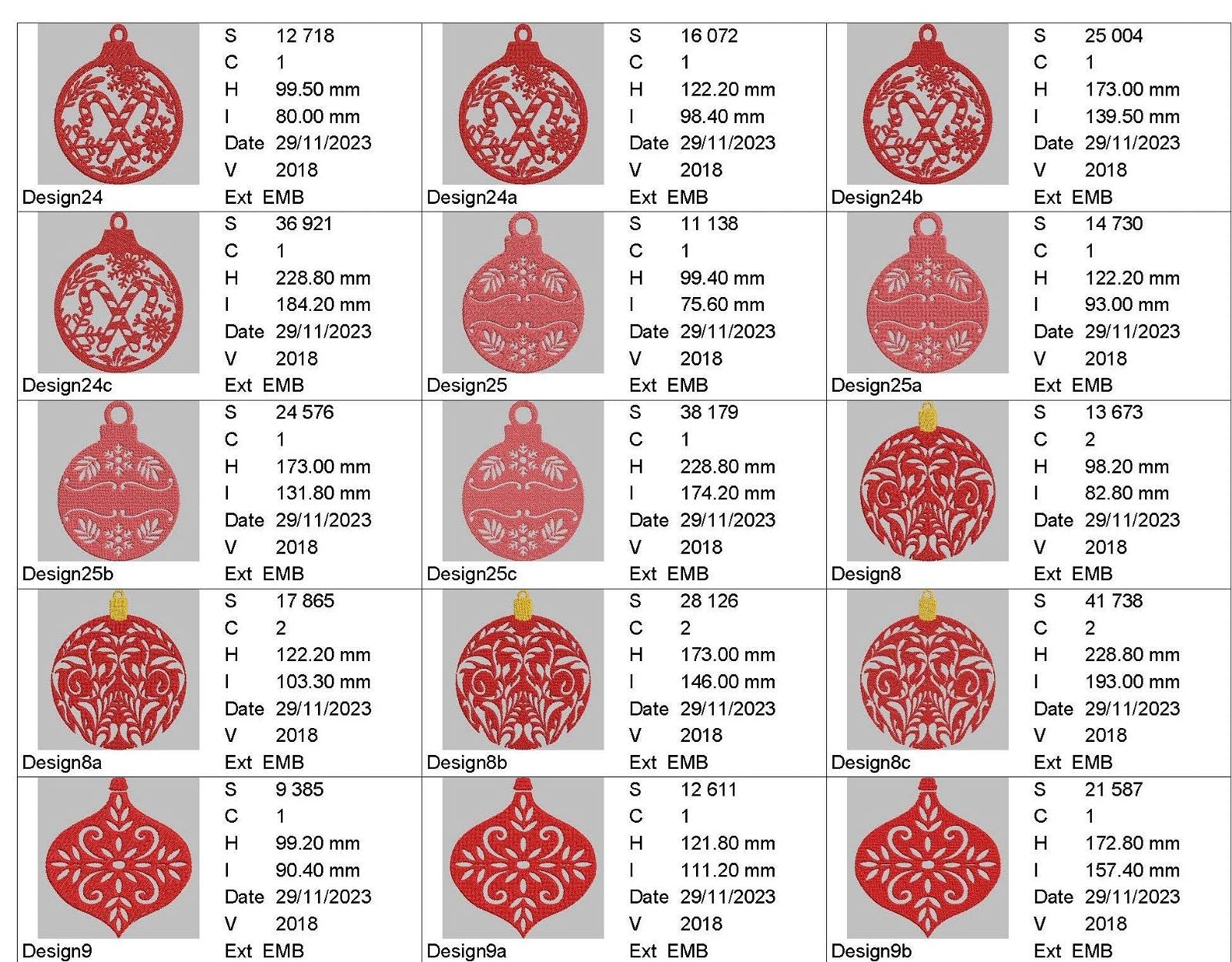 Christmas Ornaments - Designs Pack : Embroidery Design - FineryEmbroidery