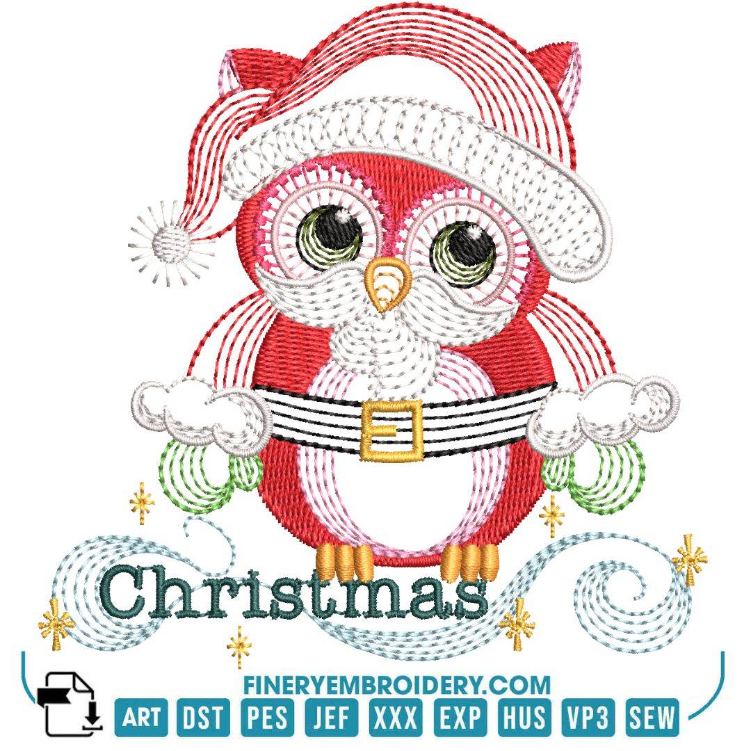 Christmas Owl Embroidery Design Pack – 11 Festive Owl Designs in 2 Sizes - FineryEmbroidery