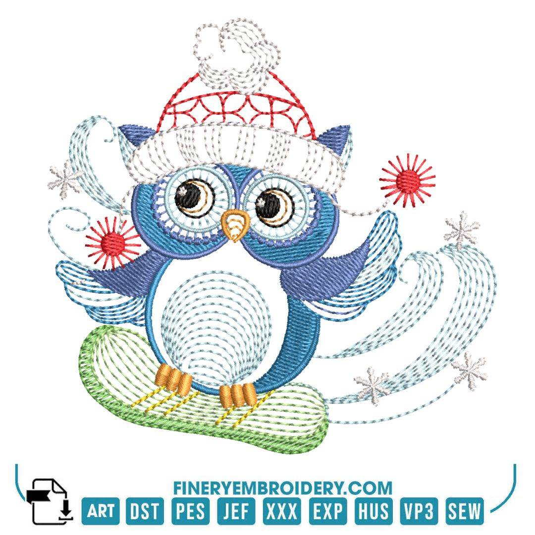 Christmas Owl Embroidery Design Pack – 11 Festive Owl Designs in 2 Sizes - FineryEmbroidery