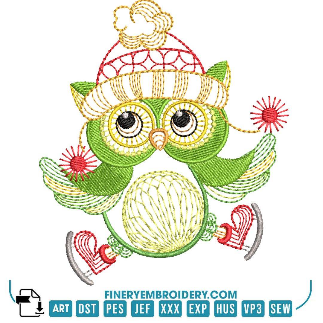 Christmas Owl Embroidery Design Pack – 11 Festive Owl Designs in 2 Sizes - FineryEmbroidery