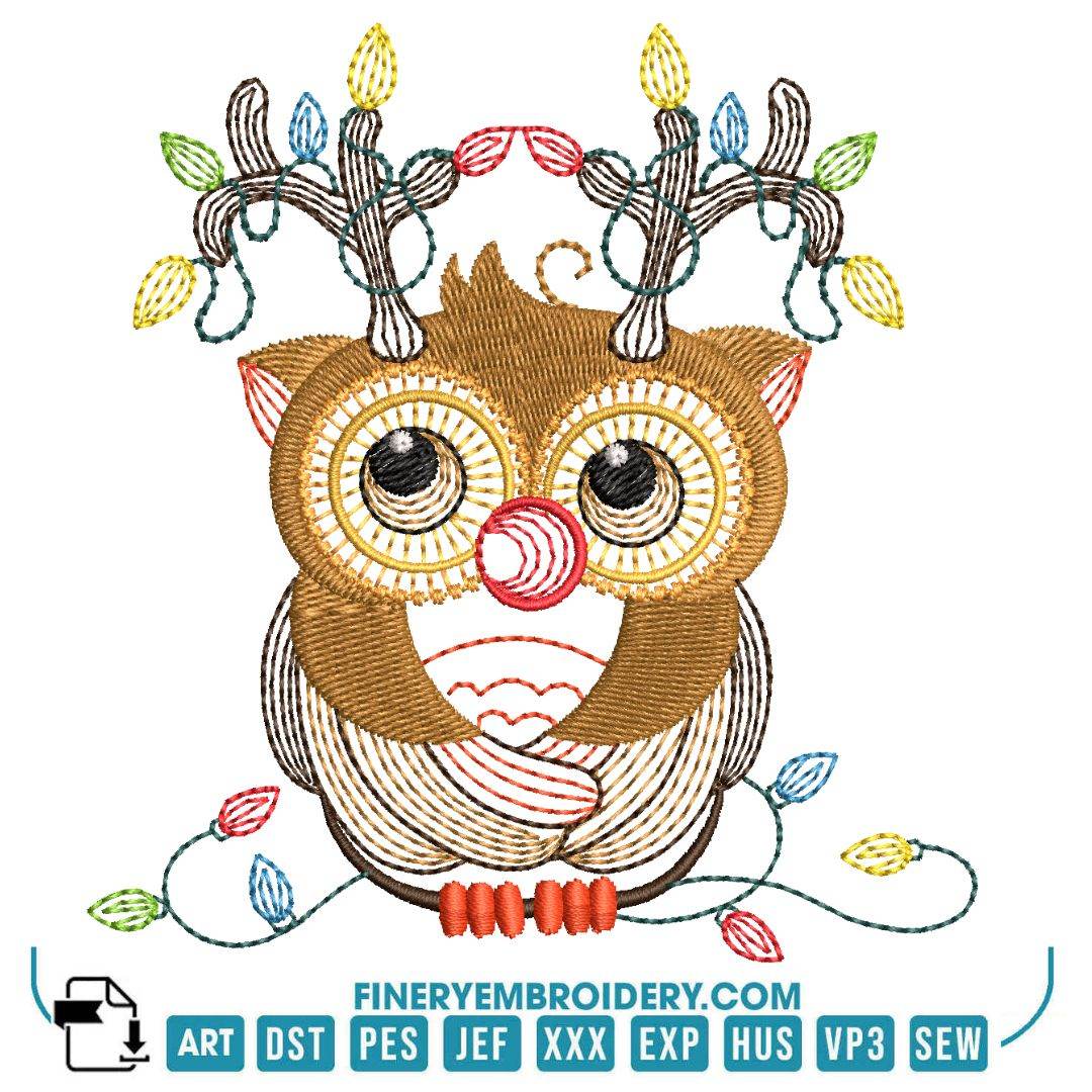 Christmas Owl Embroidery Design Pack – 11 Festive Owl Designs in 2 Sizes - FineryEmbroidery