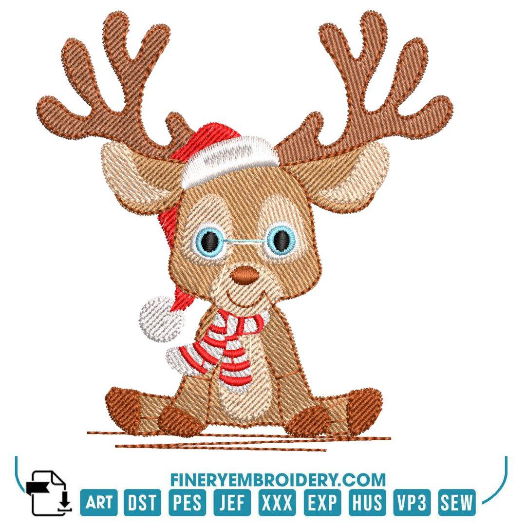 Christmas Reindeer Embroidery Design Pack – 3 Adorable Designs | FineryEmbroidery - FineryEmbroidery