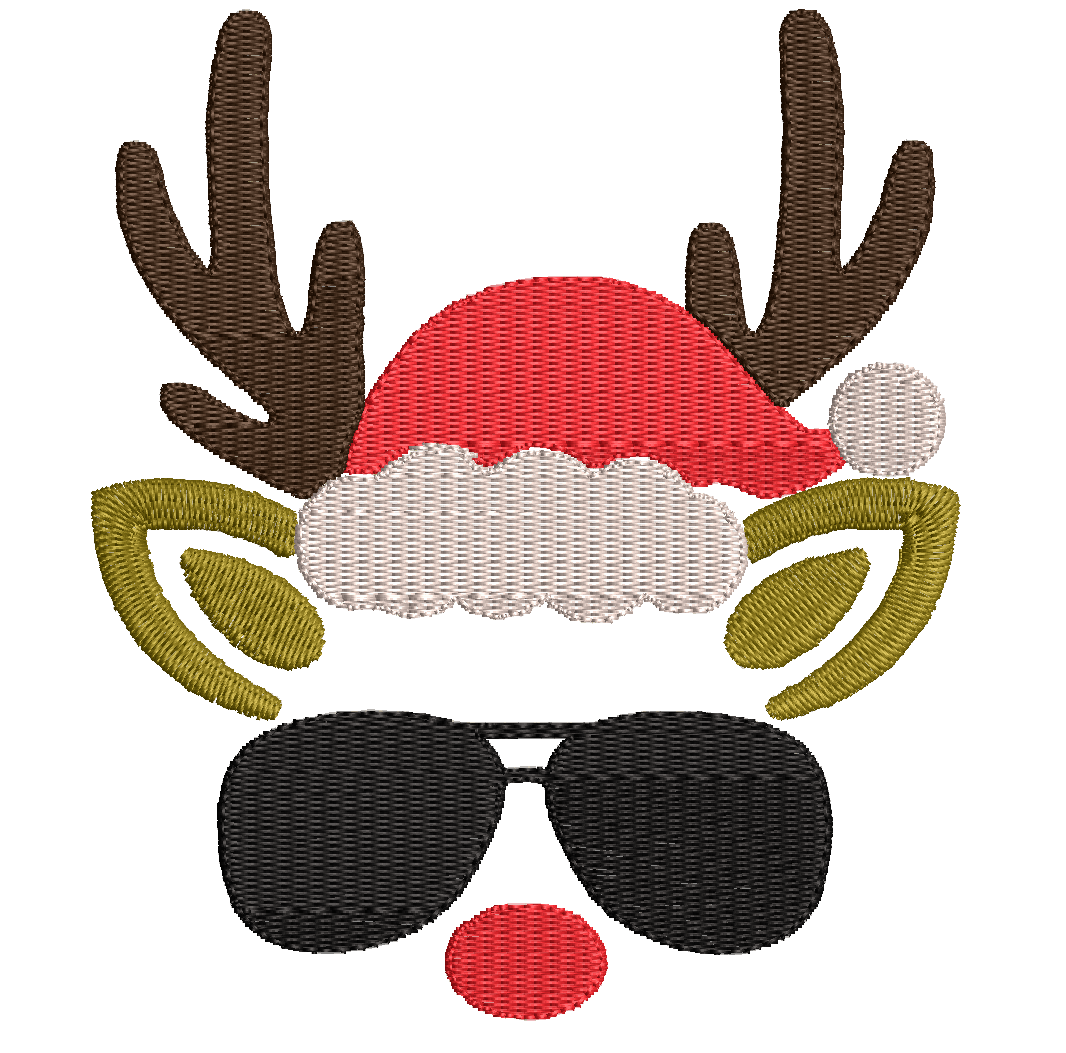 Christmas Reindeer Sunglass: Embroidery Design - FineryEmbroidery