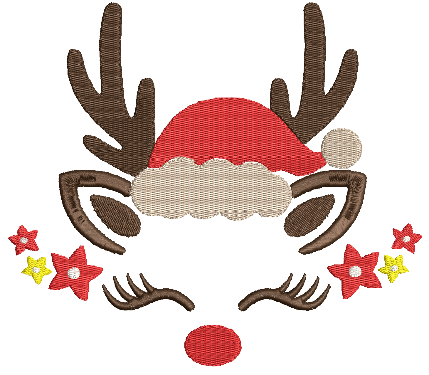 Christmas Reindeer with Stars: Embroidery Design - FineryEmbroidery