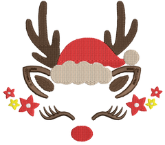 Christmas Reindeer with Stars: Embroidery Design - FineryEmbroidery