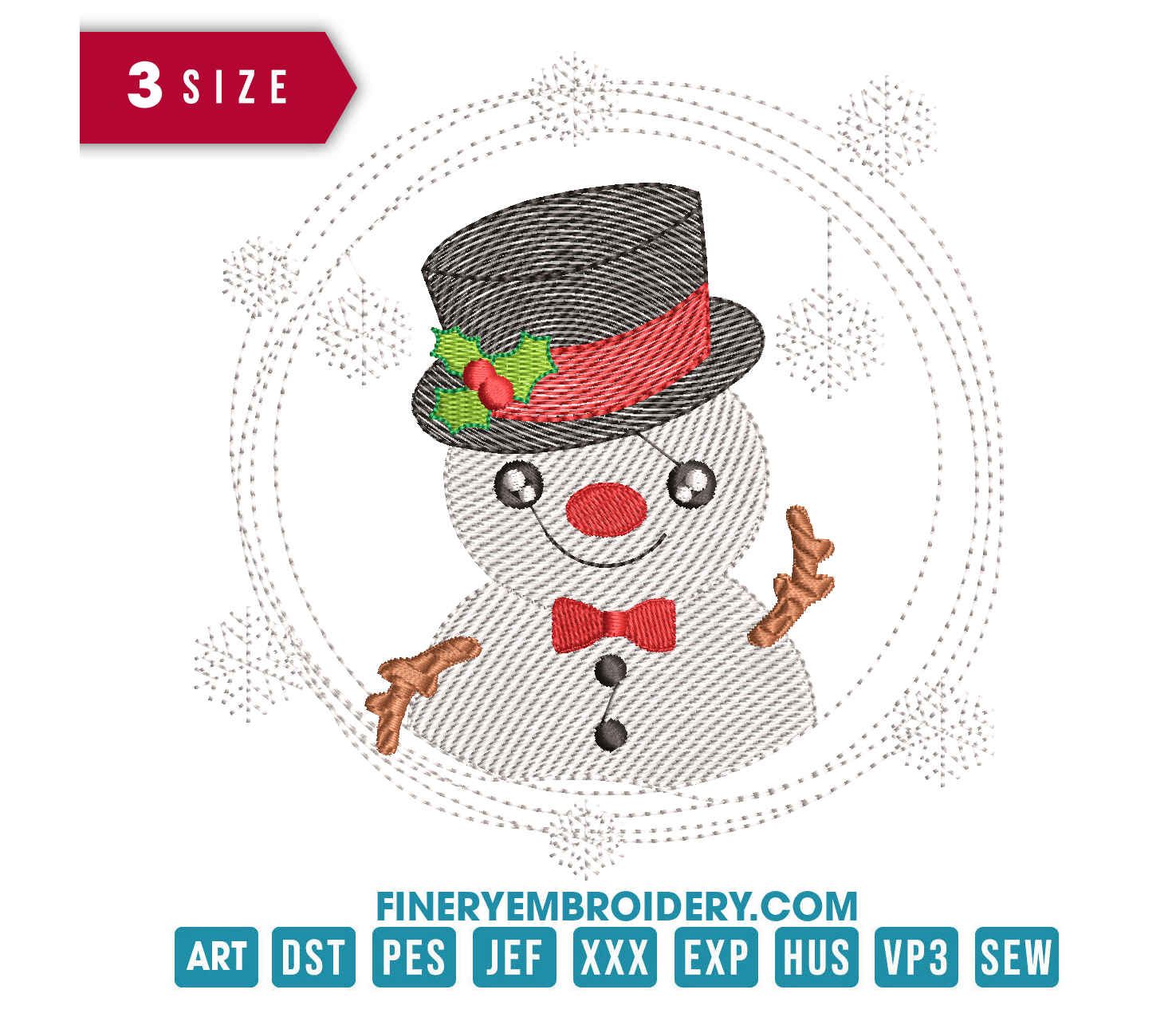 Christmas Snowman: Embroidery Design - FineryEmbroidery