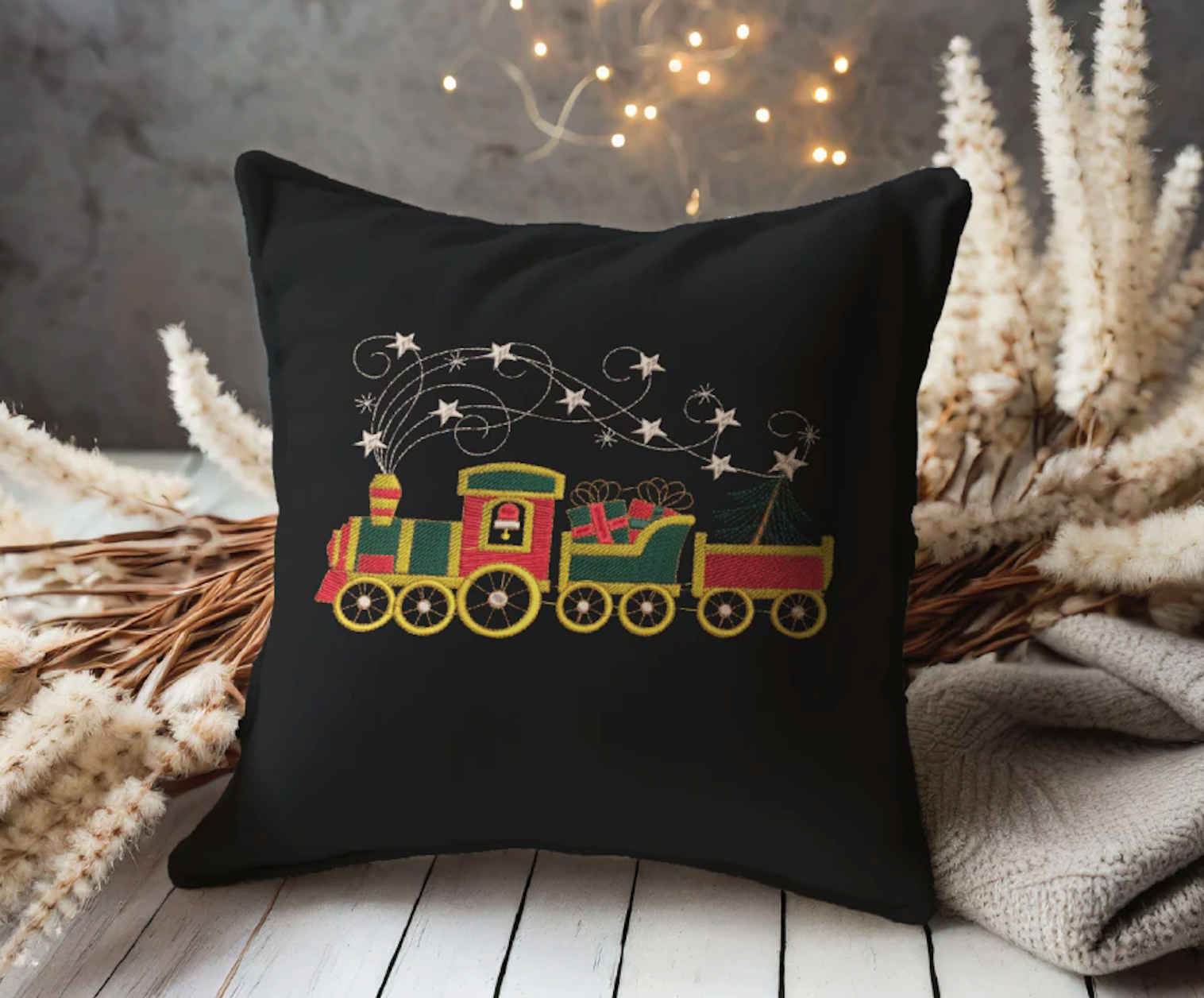 Christmas Train Embroidery Design – Festive Holiday Decor - FineryEmbroidery