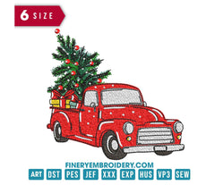 Christmas Tree Truck 2: Embroidery Design - FineryEmbroidery