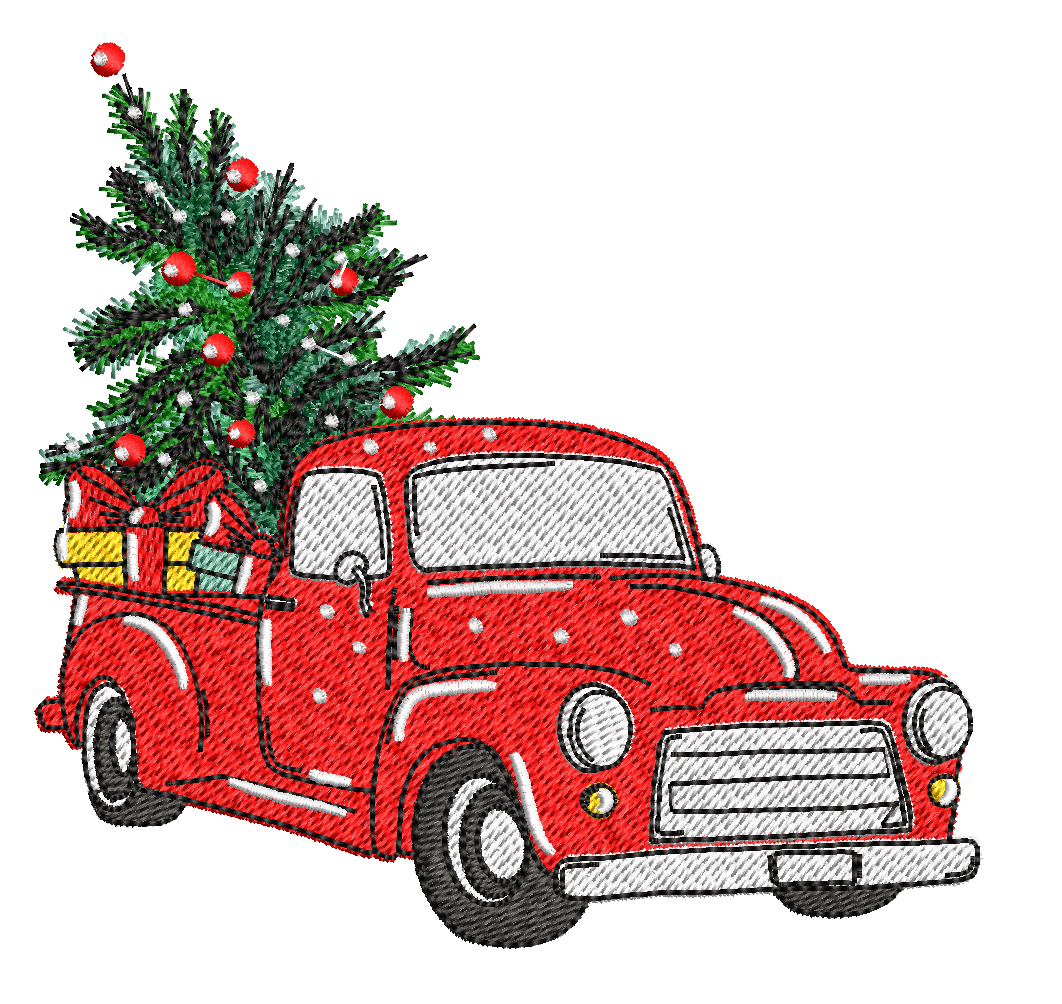 Christmas Tree Truck 2: Embroidery Design - FineryEmbroidery