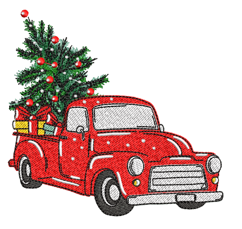 Christmas Tree Truck 2: Embroidery Design - FineryEmbroidery