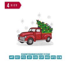 Christmas Tree Truck: Embroidery Design - FineryEmbroidery