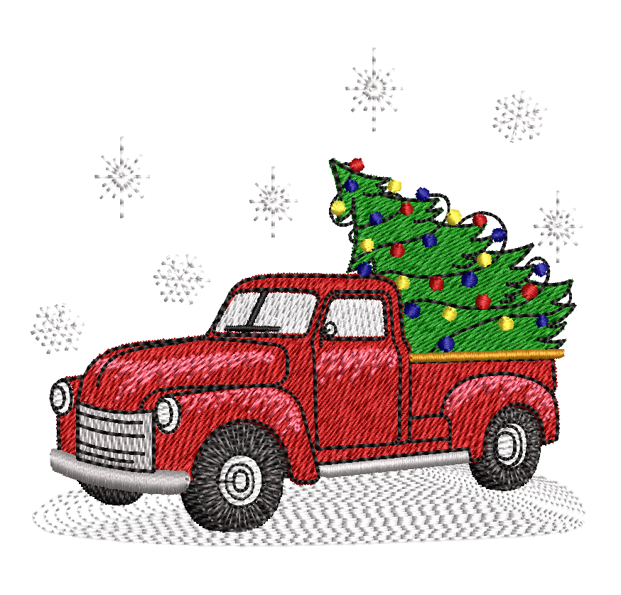 Christmas Tree Truck: Embroidery Design - FineryEmbroidery