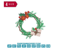 Christmas Wreath: Embroidery Design - FineryEmbroidery